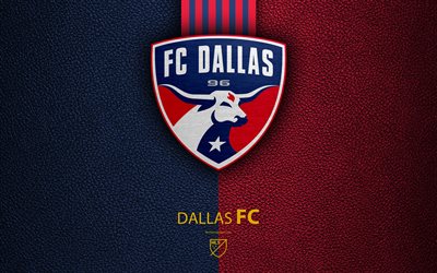 FC Dallas, FC, 4K, American soccer club, MLS, leather texture, logo, emblem, Major League Soccer, Dallas, Texas, USA, football, MLS logo