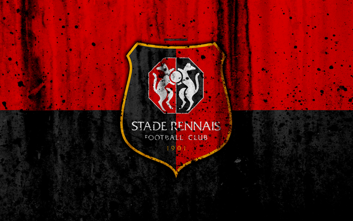 Download imagens FC Rennes, 4k, logo, Ligue 1, textura de pedra, Rennes ...