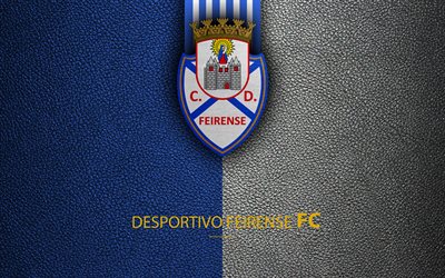 Desportivo Feirense FC, 4K, textura de couro, Liga NOS, Primeira Liga, emblema, logo, Santa Maria da Feira, Portugal, futebol, Campeonato De Futebol De Portugal