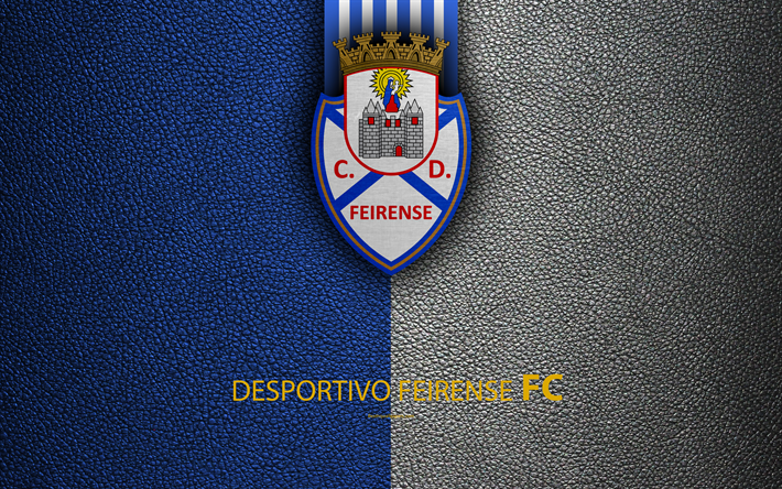 Desportivo Feirense FC, 4K, texture in pelle, League, il Primo Campionato, emblema, logo, Santa Maria da Feira, Portogallo calcio, Portogallo mondiali di Calcio