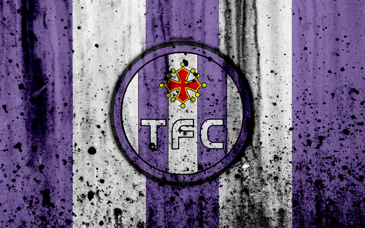 FC Toulouse, 4k, logo, Ligue 1, textura de pedra, Toulouse, grunge, futebol, clube de futebol, textura de metal, Liga 1, O Toulouse FC