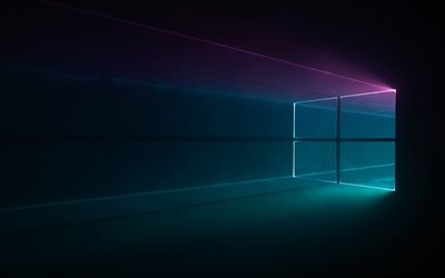 darkness, windows 10, neon lights, creative, Microsoft
