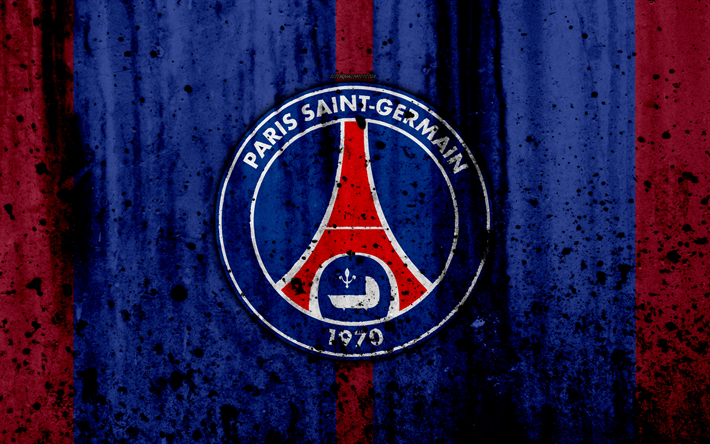 Download wallpapers FC PSG, 4k, logo, Paris Saint-Germain, Ligue 1
