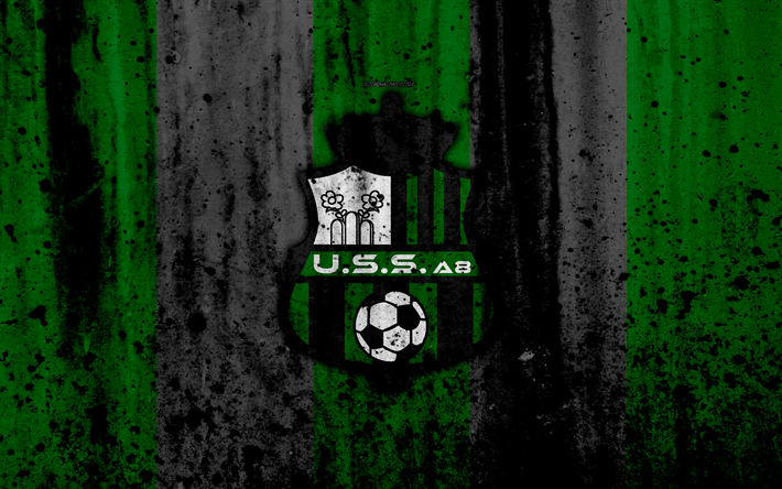 FC Sassuolo, 4k, logo, Serie A, stone texture, Sassuolo, grunge, soccer, football club, Sassuolo FC