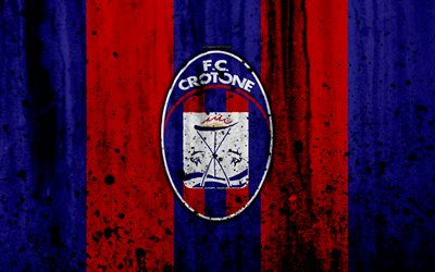 FC Crotone, 4k, logotipo, Serie a, de piedra textura, Crotone, el grunge, el f&#250;tbol, club de f&#250;tbol, el FC Crotone