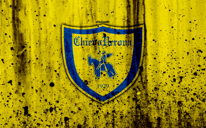 FC Chievo, 4k, le logo de la S&#233;rie, la pierre, la texture, le Chievo, grunge, le soccer, le football club, Everton FC