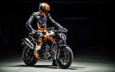 KTM Duke 790, binici, 4k, 2018 bisiklet, spor motosikleti, superbikes, KTM