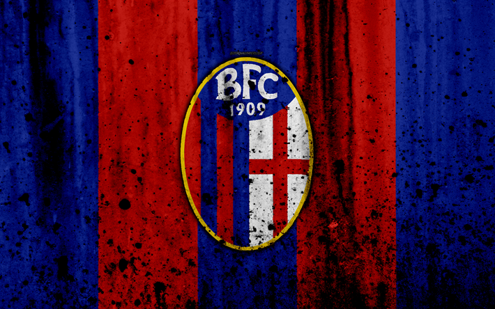 fc bologna, 4k, logo, serie a, stone textur, bologna, grunge, soccer, football, club, bologna fc