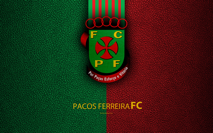 Pacos Ferreira FC, 4K, 革の質感, リーガNOS, 最初のリーグ, エンブレム, ロゴ, &quot;テFerreira, ポルトガル, サッカー, ポルトガルサッカー選手権大会