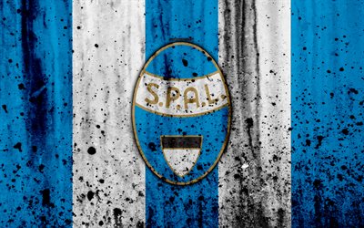 FC SPAL, 4k, taş logo, Serie A, doku, SPAL, grunge, futbol, futbol kul&#252;b&#252;, SPAL FC