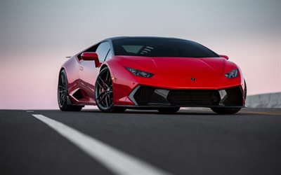 Lamborghini Huracan, Novara, VAG, red Huracan, sports coupe, front view, Lamborghini