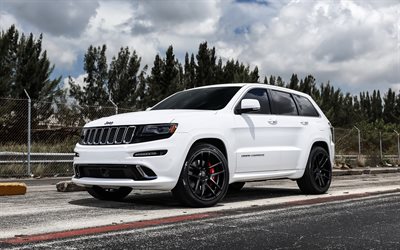 Jeep, Grand Cherokee SRT, Velgen wheels, white SUV, tuning Grand Cherokee, American cars