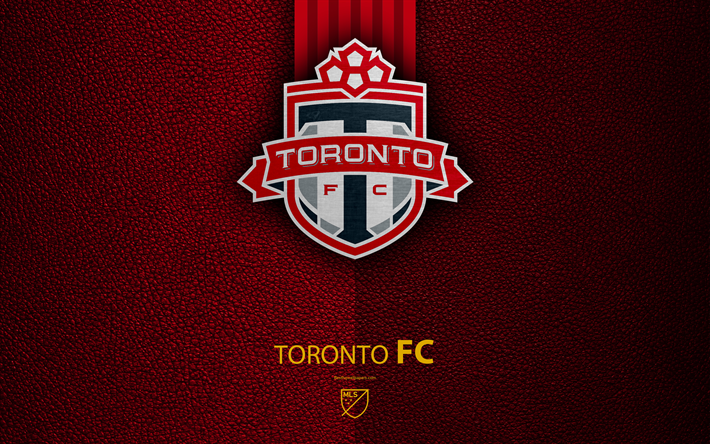 تورونتو, 4k, الكندي لكرة القدم في النادي, MLS, جلدية الملمس, شعار, دوري كرة القدم, كندا, كرة القدم, MLS شعار