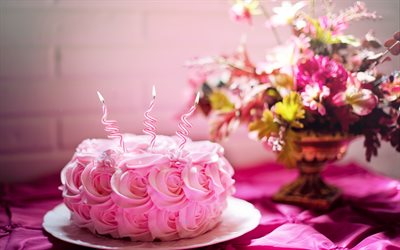 Happy Birthday, Pink Birthday Cake, Birthday Concepts, Candles, Birthday