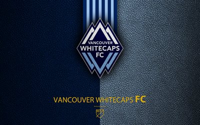 バンクーバー Whitecaps FC, 4k, カナダのサッカークラブ, MLS, 革の質感, ロゴ, エンブレム, 主要リーグサッカー, バンクーバー, カナダ, サッカー, MLSロゴ