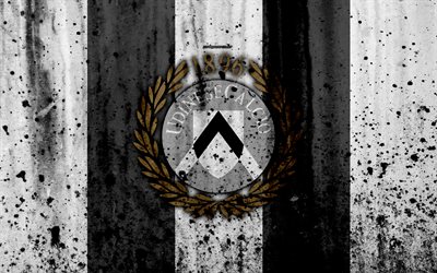 FC Udinese, 4k, logo, Serie A, stone texture, Udinese, grunge, soccer, football club, Udinese FC