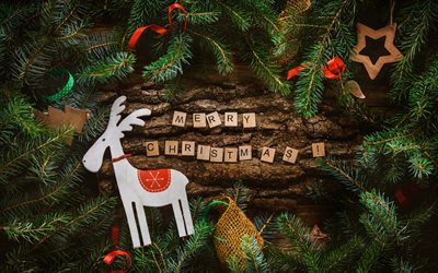 Christmas, New Year, deer, Christmas toys, Christmas tree