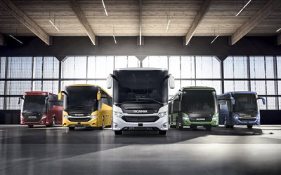 Scania Buses, 4k, 2018, passenger transport, buses, Scania