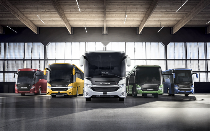 Scania Linja-Autot, 4k, 2018, henkil&#246;liikenteen, bussit, Scania