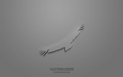 California condor 3d icon, brown background, 3d symbols, creative 3d art, 3d icons, California condor sign, Animals 3d icons, Birds 3d icons, California condor
