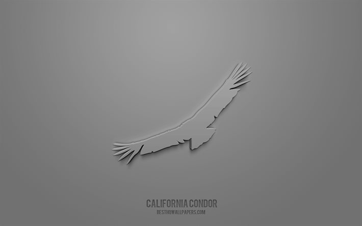 california kondor 3d-symbol, braunen hintergrund, 3d-symbole, kreative 3d-kunst, california condor zeichen, tiere 3d symbole, v&#246;gel 3d symbole, california condor