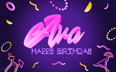 Happy Birthday Ava, 4k, Purple Party Background, Ava, creative art, Happy Ava birthday, Ava name, Ava Birthday, Birthday Party Background