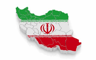3d Iran map, 3d Iran flag, Iranian flag, 3d map of Iran with flag, creative 3d art, Iran flag