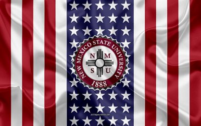 New Mexico State University Emblem, American Flag, New Mexico State University logo, Las Cruces, New Mexico, USA, New Mexico State University
