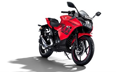 Suzuki Gixxer SF, 2021, &#246;nden g&#246;r&#252;n&#252;m, kırmızı spor bisiklet, japon spor motosikletleri, Suzuki