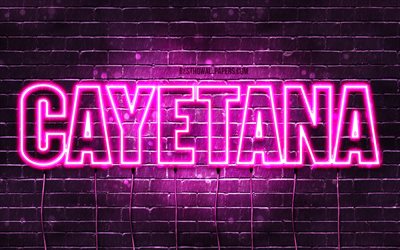 Cayetana, 4k, wallpapers with names, female names, Cayetana name, purple neon lights, Happy Birthday Cayetana, popular french female names, picture with Cayetana name