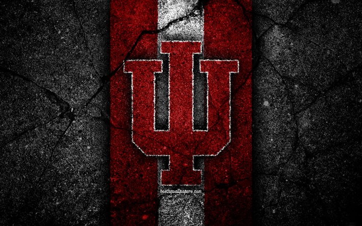 Indiana Hoosiers, 4k, amerikkalaisen jalkapallon joukkue, NCAA, punainen valkoinen kivi, YHDYSVALLAT, asfaltin rakenne, amerikkalainen jalkapallo, Indiana Hoosiers -logo