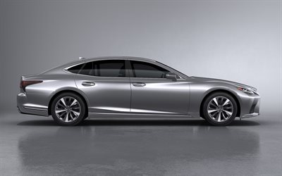 Lexus LS, 2021, 4k, sivukuva, ulkopuoli, hopea sedan, uusi hopea LS, Japanilaiset autot, Lexus
