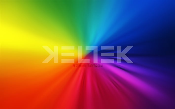 Logo Keltek, 4k, vortice, DJ olandesi, sfondi arcobaleno, creativi, star della musica, opere d&#39;arte, superstar, Keltek