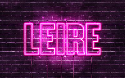 Leire, 4k, wallpapers with names, female names, Leire name, purple neon lights, Happy Birthday Leire, popular spanish female names, picture with Leire name