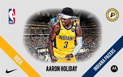 Aaron Holiday, Indiana Pacers, American Basketball Player, NBA, USA, basketball, Bankers Life Fieldhouse, Indiana Pacers logo