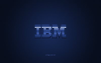 IBM-logo, sininen hiilikuvio, IBM-tunnus, IBM:n sininen logo, IBM, sininen tausta