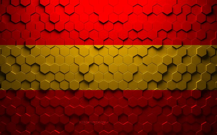 Karlsruhes flagga, honeycomb art, Karlsruhe hexagon flag, Karlsruhe, 3d hexagon art, Karlsruhe flag