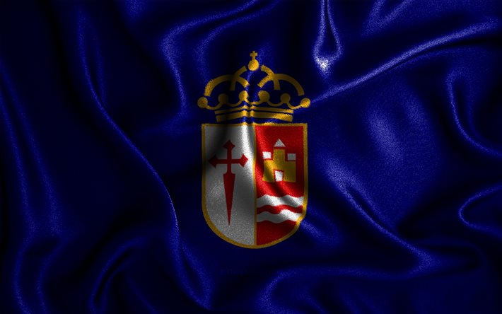 Bandeira de Aranjuez, 4k, bandeiras onduladas de seda, cidades espanholas, Dia de Aranjuez, bandeiras de tecido, arte 3D, Aranjuez, cidades da Espanha, Bandeira 3D de Aranjuez