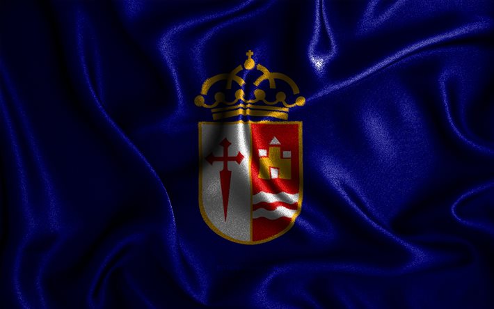 Aranjuez flag, 4k, silk wavy flags, spanish cities, Day of Aranjuez, Flag of Aranjuez, fabric flags, 3D art, Aranjuez, cities of Spain, Aranjuez 3D flag