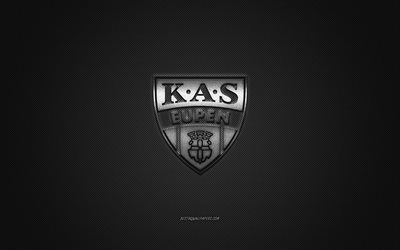 KAS Eupen, clube de futebol da B&#233;lgica, Jupiler Pro League, logotipo cinza, fundo cinza de fibra de carbono, Primeira Divis&#227;o A belga, futebol, Eupen, B&#233;lgica, logotipo KAS Eupen