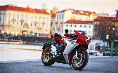 2021, MV Agusta Superveloce 800, vista frontale, esterno, moto sportiva, nuova Superveloce 800 bianca e rossa, moto sportive italiane, MV Agusta