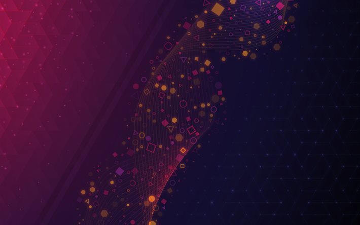 sfondo astratto viola, sfondo viola onda, plasma KDE, sfondo con segni geometrici, astrazione di triangoli