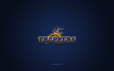 Tilburg Trappers, club de hockey n&#233;erlandais, logo bleu, fond bleu en fibre de carbone, BeNe League, hockey, Tilburg, Pays-Bas, logo Tilburg Trappers