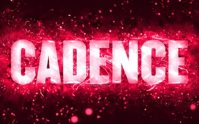 Buon Compleanno Cadence, 4k, luci al neon rosa, nome Cadence, creativo, Cadence Buon Compleanno, Cadence Compleanno, nomi femminili americani popolari, foto con nome Cadence, Cadence