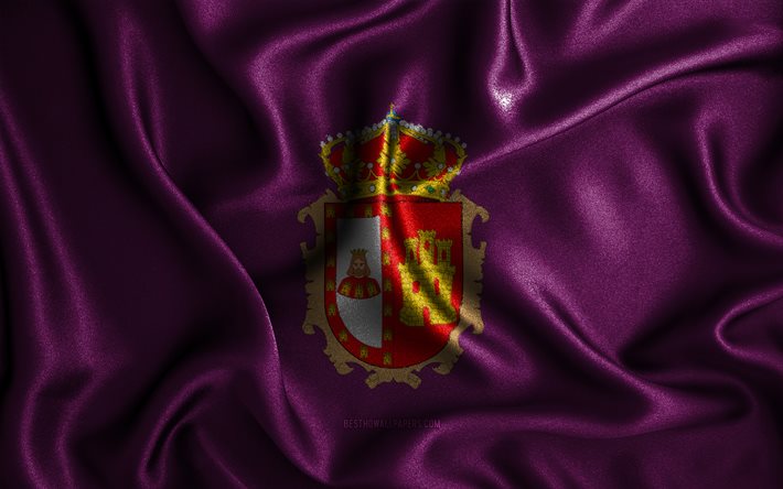 Burgosin lippu, 4k, silkki aaltoilevat liput, Espanjan maakunnat, Burgosin p&#228;iv&#228;, kangasliput, 3D-taide, Burgos, Eurooppa, Burgosin 3D lippu, Espanja
