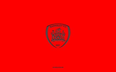 Barnsley FC, fundo vermelho, time de futebol ingl&#234;s, emblema do Barnsley FC, campeonato EFL, Barnsley, Inglaterra, futebol, logotipo do Barnsley FC