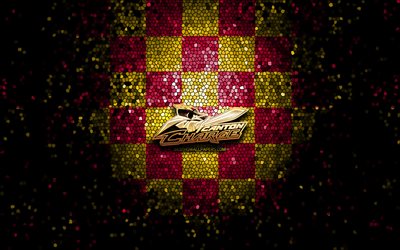 Canton Charge, glitter logo, NBA G League, red yellow checkered background, basketball, american basketball team, Canton Charge logo, mosaic art