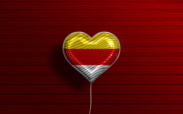 Amo la Carinzia, 4k, palloncini realistici, sfondo di legno rosso, Giorno della Carinzia, stati austriaci, bandiera della Carinzia, Austria, palloncino con bandiera, Stati d&#39;Austria, Bandiera della Carinzia, Carinzia