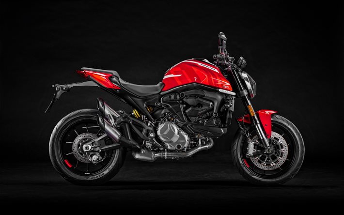4k, Ducati Monster, sivukuva, 2022 py&#246;r&#228;t, superbikes, italialaiset moottoripy&#246;r&#228;t, 2022 Ducati Monster, Ducati