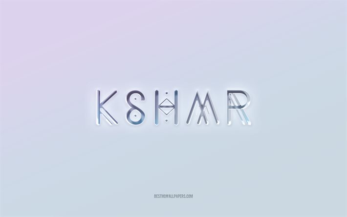 KSHMR logosu, 3d metni kesip, beyaz arka plan, KSHMR 3d logosu, Instagram amblemi, KSHMR, kabartmalı logo, KSHMR 3d amblemi